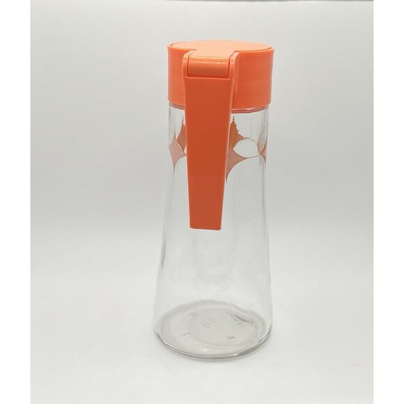 Vintage Anchor Hocking Orange Starburst Atomic Glass MCM Juice Pitcher 28 oz. - Picture 4 of 10